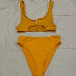Frankie's Bikini Cole Top and Jenna Ribbed Bottoms-Citrus Orange